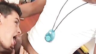 OTBXXX.com - Amateur latino twink shoots cum while getting his tight ass drilled hard