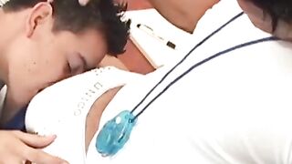 OTBXXX.com - Amateur latino twink shoots cum while getting his tight ass drilled hard