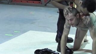 BondageBadBoy.com - Master whips kinky twink rough with floggers and crops in brutal