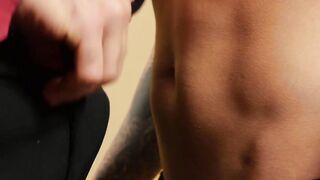 Muscular daddy Zack Hood makes his petite twink lover Dom Ully moan from pleasure