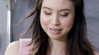 Lustful asian Amber Angel serves sloppy blowjob before bouncing on the hard cock of D
