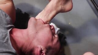 MaleFeetXXX.com - Dominant Vinni jerks his cock while receiving a footjob from hunky