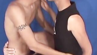 OTBXXX.com - Bottom twink gets double teamed and takes two huge loads from his butt b