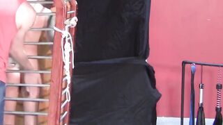 BondageBadBoy.com - Cage torment with jock whipped and flogged rough in dark bondage