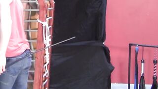 BondageBadBoy.com - Cage torment with jock whipped and flogged rough in dark bondage