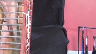 BondageBadBoy.com - Cage torment with jock whipped and flogged rough in dark bondage