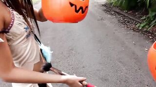 Petite teen in Pocahontas outfit banged by a monster cock