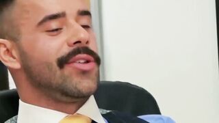 PlayingMen.com - Businessmen relax and then have passionate sex in their cozy office