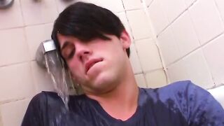 Wet cock stroking and massive load shooting by emo Aiden Summers