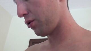 Hottie Tyler Anderson strokes his dick while getting his ass fingered by tattooed Jim