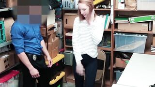 ShopliftersPunished.com - Redhead teen Katy Kiss facialized and dicked hard for her t