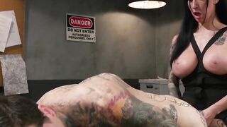 Handcuffed man anal fucked by femdom