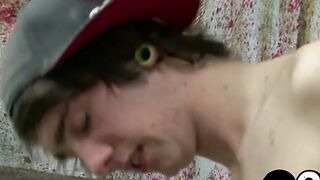 Emo twink barebacked after giving blowjob and rimjob