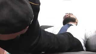 MaleFeetXXX.com - Bearded muscle freak's foot worship session with a stud