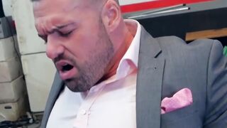 PlayingMen.com - Two gay guys in suits fall in love and fuck each other with deep pas