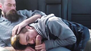 FamilyPornSite.com - Backseat breeding with bearded stepdad's big cock