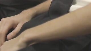 School twinks perform doggy after sloppy oral in classroom