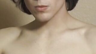 Hairy twink Logan Miles solo jerking off before big cumshot