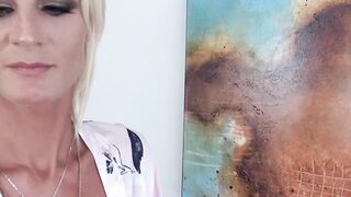 Glamorous MILF Olivia Blu sucking on fat stepson cock