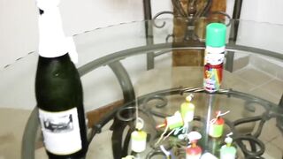 Besties call a hung stallion to drill them on new years eve