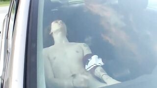 Horny skater dude Sean Johansen masturbates in a car