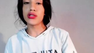 Latina tranny jerking off her big stiff cock