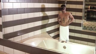 Witness how masked Dominic worships his own meaty and tatted body