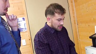 Keith Foxxx and Rick Kelson introduce Jack Hunter to office freeuse sex