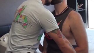 Chubby Kodah Fillmore throat fucks hunky Cory Koons in a rough ass fucking session