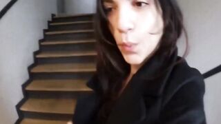 Babes anal plug and fingers in public