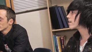 Metalhead goth twink with horny stud teacher banging wildly
