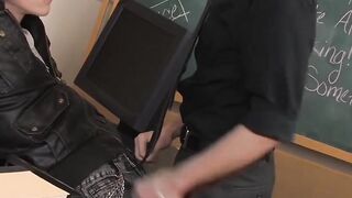 Metalhead goth twink with horny stud teacher banging wildly