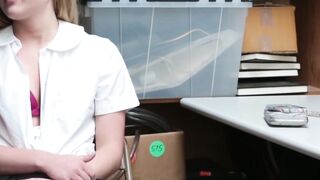 Naughty shoplifter Alyssa Cole hammered in office