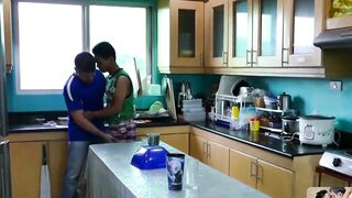 PinoyBoys.com - Mature stepdad seduced and fucked by Asian twink Marcon in the kitche