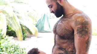 HardcoreBears.com - Hairy bearded bear makes his mature friend ride his big cock eage