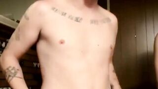 Str8Thugs.com - Straight inked dudes' competitive dick show and jerk off cum-fest