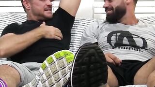 MaleFeetXXX.com - Freaky hunk swallows feet while owner strokes to climax