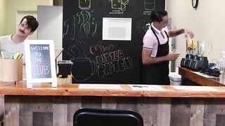 Amone Bane fucks regulars Jonah Wheeler and Dakota Lovell in his cafe