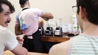 Amone Bane fucks regulars Jonah Wheeler and Dakota Lovell in his cafe