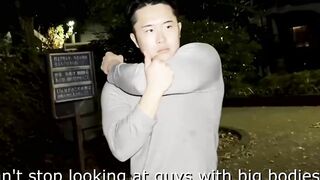 Muscular Asian Kosuke plays with his tight ass while tugging his big dick