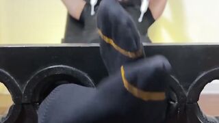 MaleFeetXXX.com - Rikk York locked up and giggling in a tickle torment by three strai