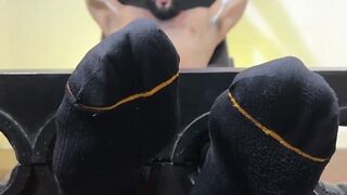MaleFeetXXX.com - Rikk York locked up and giggling in a tickle torment by three strai
