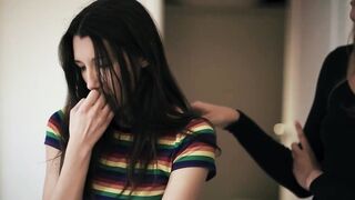 Brunette finds stepsis secret girlfriend
