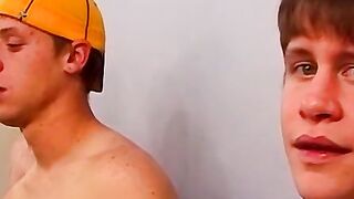 Three twinks play with dildo before smashing butts and nuts