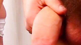 Three twinks play with dildo before smashing butts and nuts
