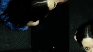 POV of cute tattooed girl Sage Hunter sucking gloryhole cock