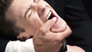 President Oaks's deep fingering of twink Cole Blue's gaping ass hole