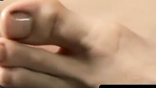 ToesXXX.com - Skinny amateur's big dick stroke and foot play