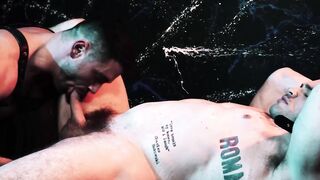 Ruthlessly punishing beefy jock with rough dildo drilling