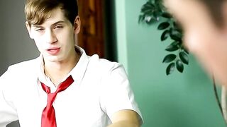 Doggy style plus wild kissing with attractive twink students